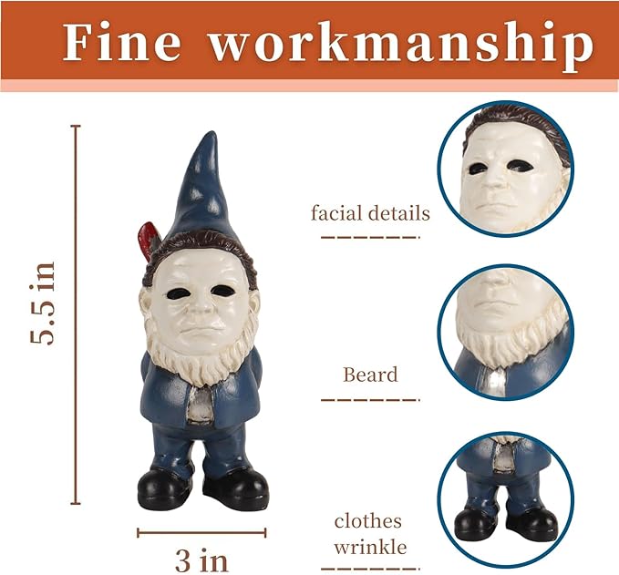 Horror Decor Halloween Decorations Indoor Garden Gnome Garden Statue Home Décor (Blue)
