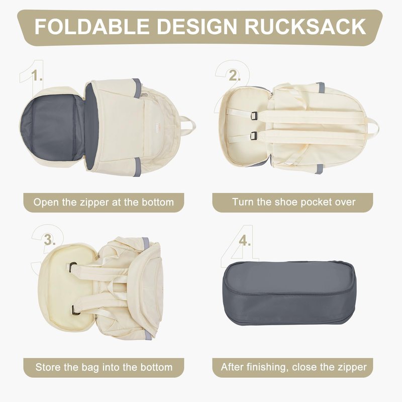 coofay Gym Backpack For Women Men Dance Sports Backpack With Shoe Compartment Waterproof Travel Backpacks Gym Bag Beige