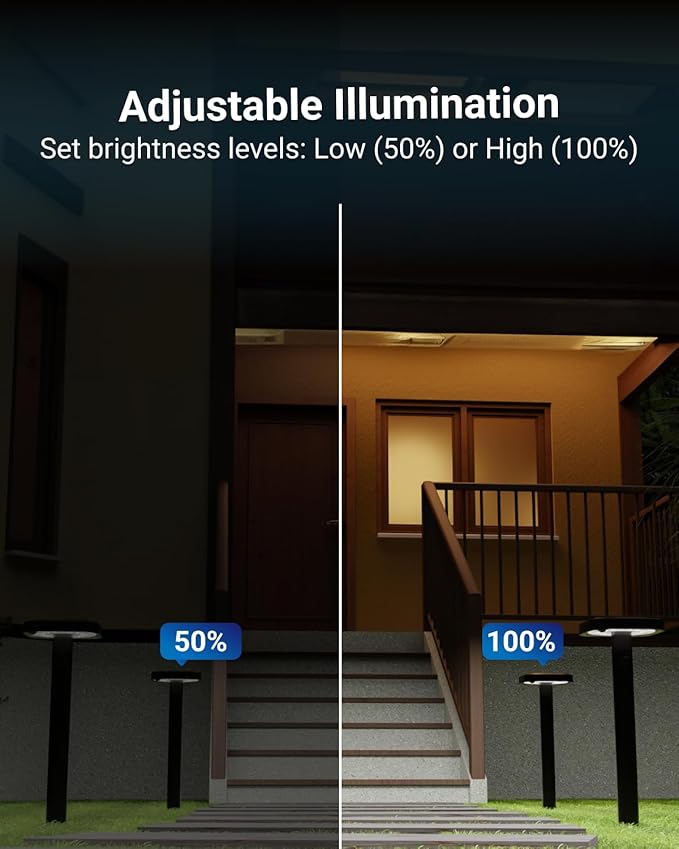 Sunco 6 Pack 2W LED Square Solar Pathway Walkway Driveway Backyard Patio Garden Outdoor Residential Super Bright Light, 120 Lumens, 2CCT 2700K Soft White/4000K Cool White, Dimmable, 3.7V