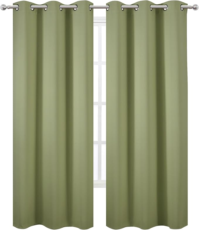 LEMOMO Sage Green Thermal Blackout Curtains/42 x 95 Inch/Set of 2 Panels Room