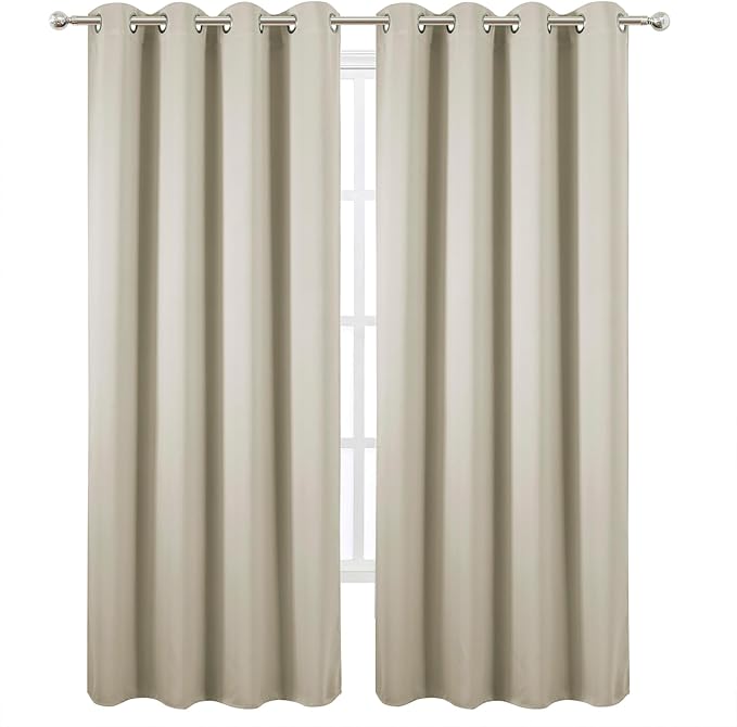 LEMOMO Blackout Curtains 52 x 90 Inch Long Light Beige Curtains Set of 2 Panels