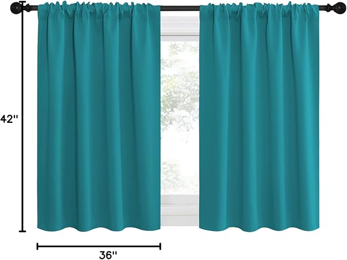 NICETOWN Peacock Blue Blackout Curtains Panels