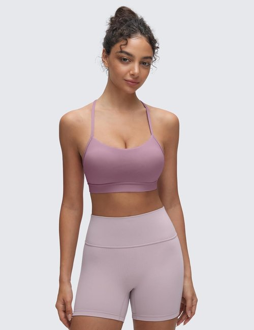 CRZ YOGA Butterluxe Y-Back Sports Bra for Women - Padded Low Impact Yoga Top | Comfortable Fit