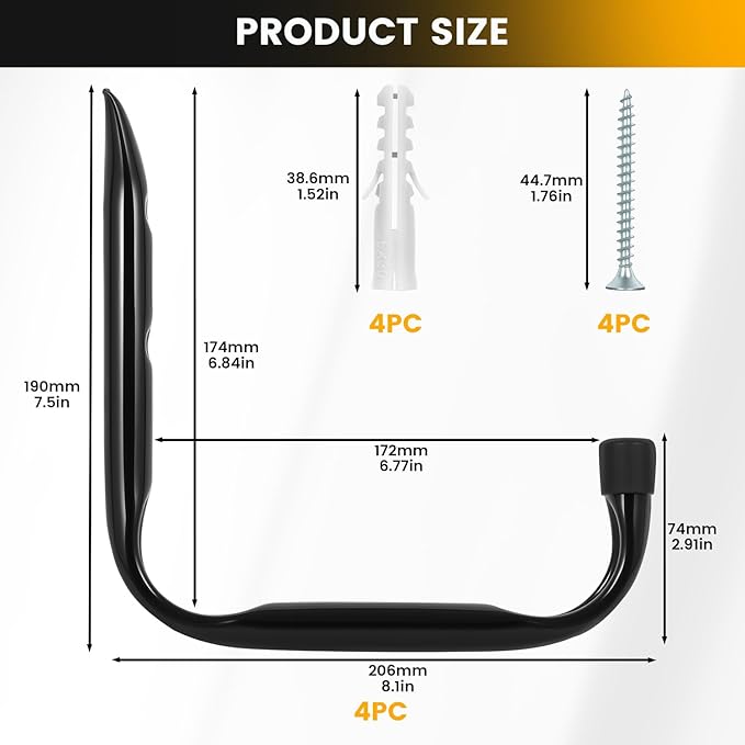 GURADESIGN 8-Pack Heavy Duty Garage Hooks
