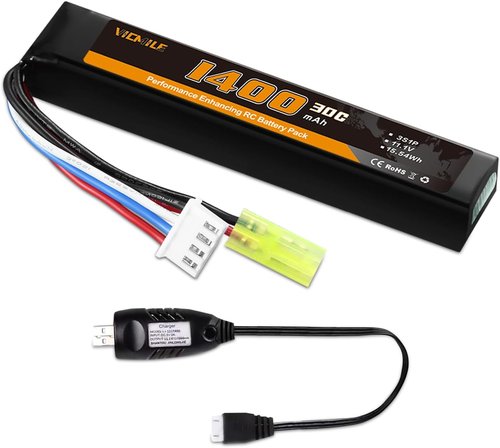 3S Airsoft Battery | 11.1V 1400mAh 30C Mini Tamiya Plug with USB Charger for Airsoft Guns