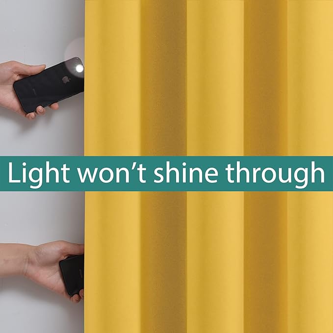 Yakamok 100% Blackout Thermal Insulated Curtains, Noise Reducing Barrier Panel