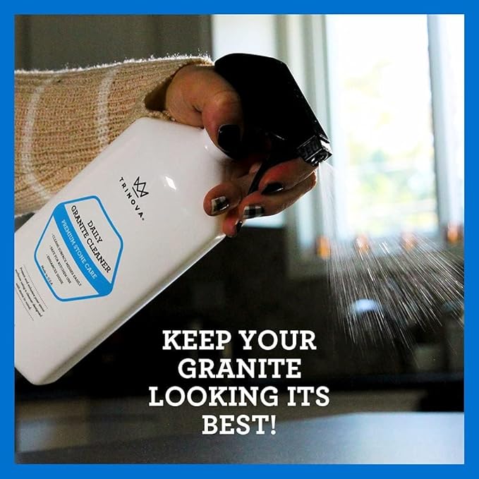 TriNova Granite Cleaner & Polish Gallon Refill for Daily Use - Made in USA, Enhances Shine, Streak-Less - for Counter-Tops, Marble, Stone, Bathroom Tile Kitchen, & Islands - 18 fl oz, 24PK