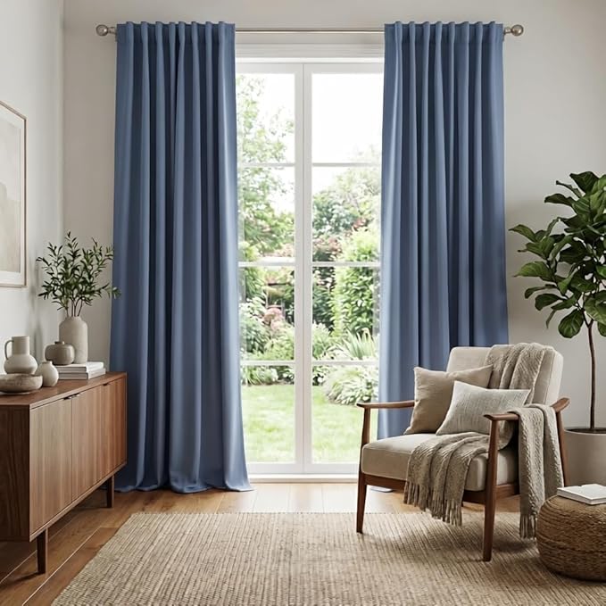 RYB HOME Blackout Curtains for Living Room, Privacy Thermal Insulating Window