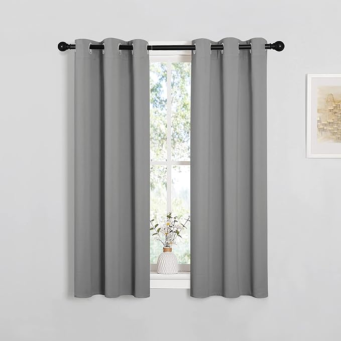 NICETOWN Silver Grey Blackout Curtain Panels