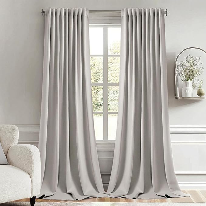 MIULEE Stone Back Tab Blackout Curtains 120 Inch Long 2 Panels Set