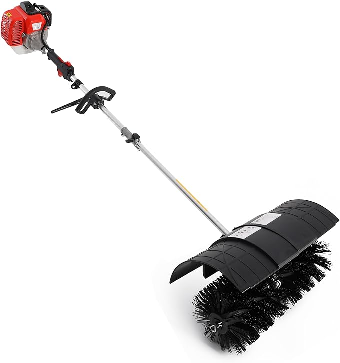 52CC Gas Handheld Sweeper, 2 Stroke 2.3HP Gasoline Power Snow Broom Driveway Turf Brush Outdoor Artificial Lawn Sweeper Cleaner Tools for Driveways Lawns Leaves Street Farms & Snow (Standard)