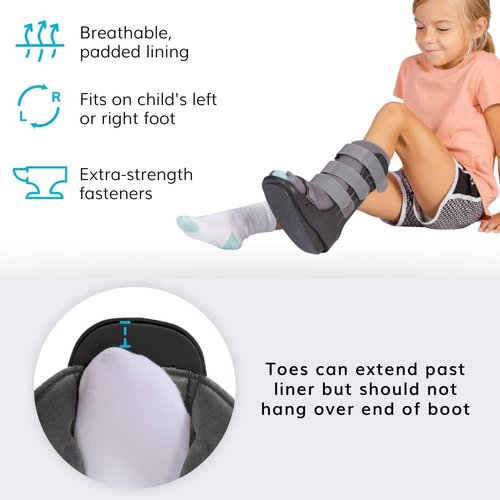 BraceAbility Pediatric Walking Boot - Children's Medical Walker CAM Orthopedic Support Shoe for Youth Ankle Break Injury, Kid's Stress Metatarsal Bone Fracture, Broken Foot or Toe Recovery Cast (XL)