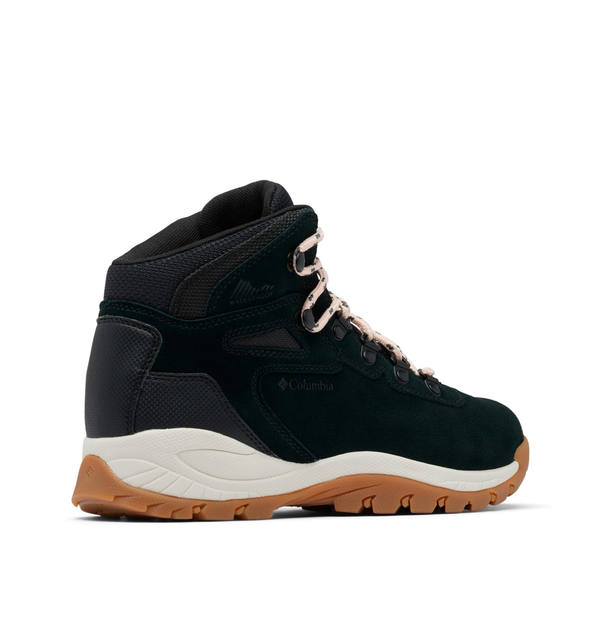 Columbia Womens Newton Ridge Plus Waterproof Amped, Black/Blush Rose, 5.5 Wide