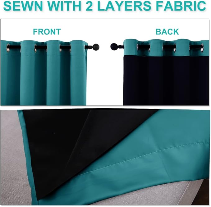 NICETOWN Full Shading Curtains 90 inches Long 2 Panels Set