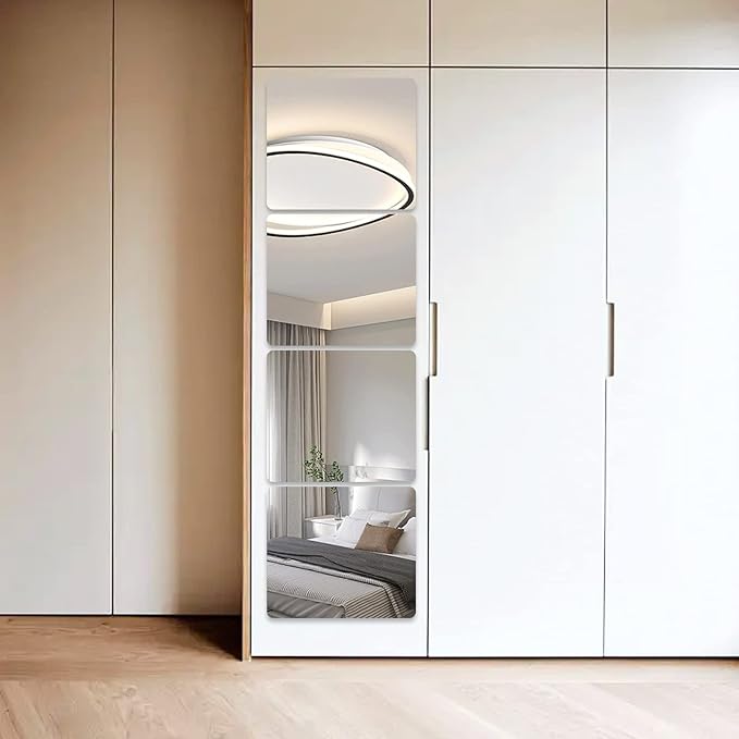 JEOYOO Full Length Wall Mirror Tiles, Frameless Full Body Mirror Tiles
