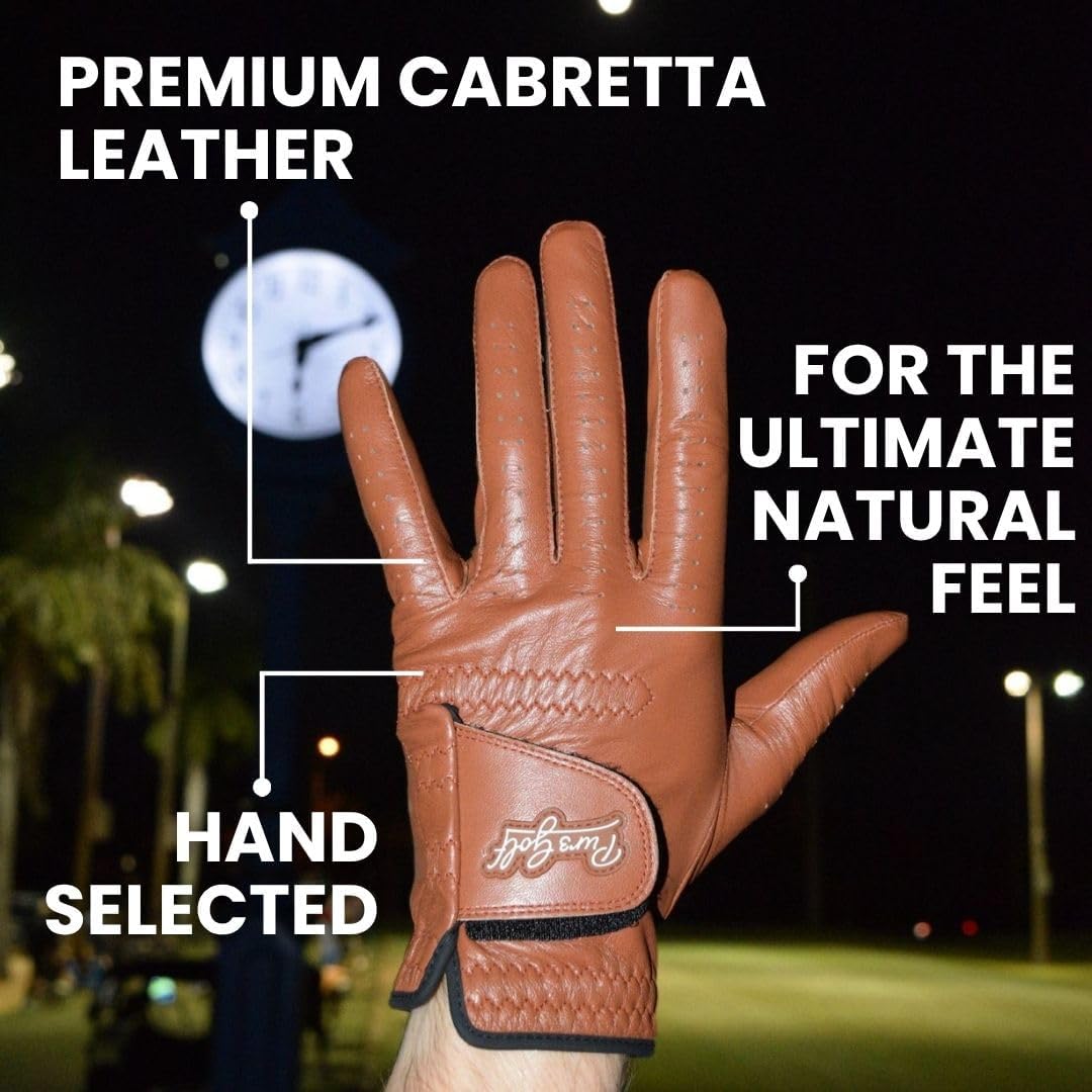 PUR3 Cabretta Leather Golf Gloves - 2 Pack Heritage Collection with Putting Aim Ball Marker | Men's Left & Right Hand