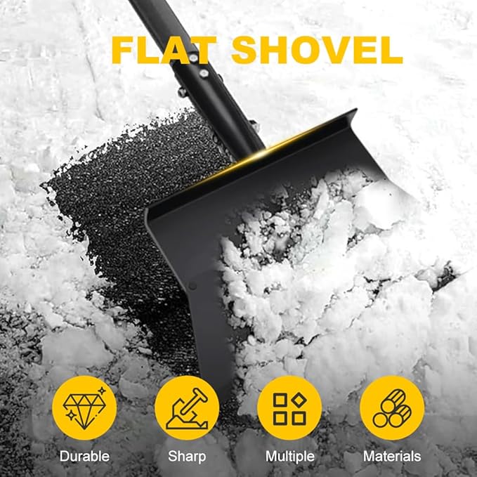 Ice Scraper for Driveway, 206 Upgraded Snow Shovel Heavy-Duty Multi-Purpose Garden Scraper & Ice Breaker, Long Handle Steel Ice Chopper Snow Remover Tool for Sidewalks Steps Outdoor