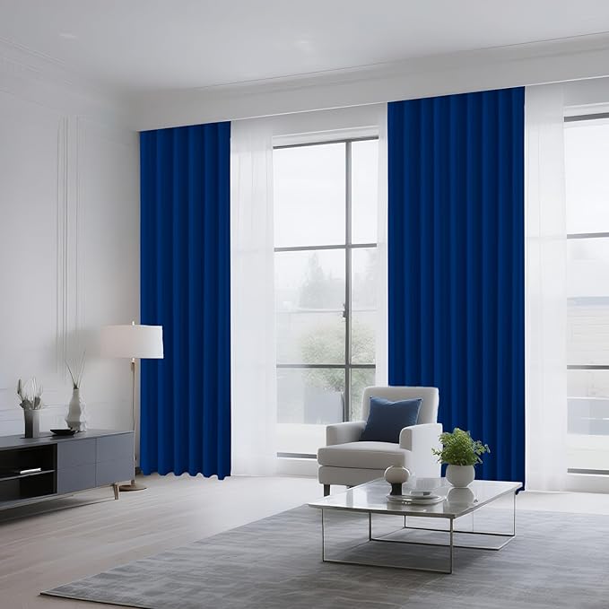 CUCRAF Royal Blue Blackout Curtains Customize, Rod Pocket Room Darkening Curtain