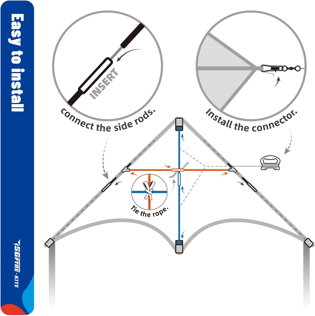 SGftre Delta Kite Set - Easy Launch Kites for Kids & Adults | Perfect for Beach & Park Activities