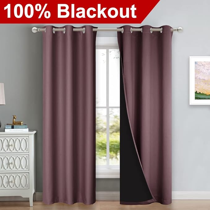 NICETOWN Dry Rose Blackout Curtains 84 inches Long, Full Light Blocking Drapes