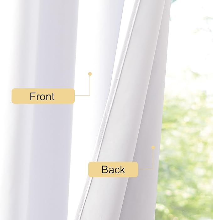 NICETOWN Bedroom 100% Blackout Curtains, 2 Panels, 34 by 63, Snow White