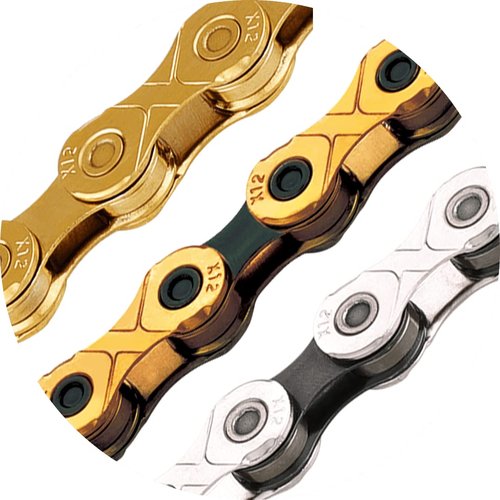 KMC X12 Chain 12-Speed | Mountain Bike/Road/Gravel | Shimano & Campagnolo Compatible | 126 Links, Missing Link Included | Silver