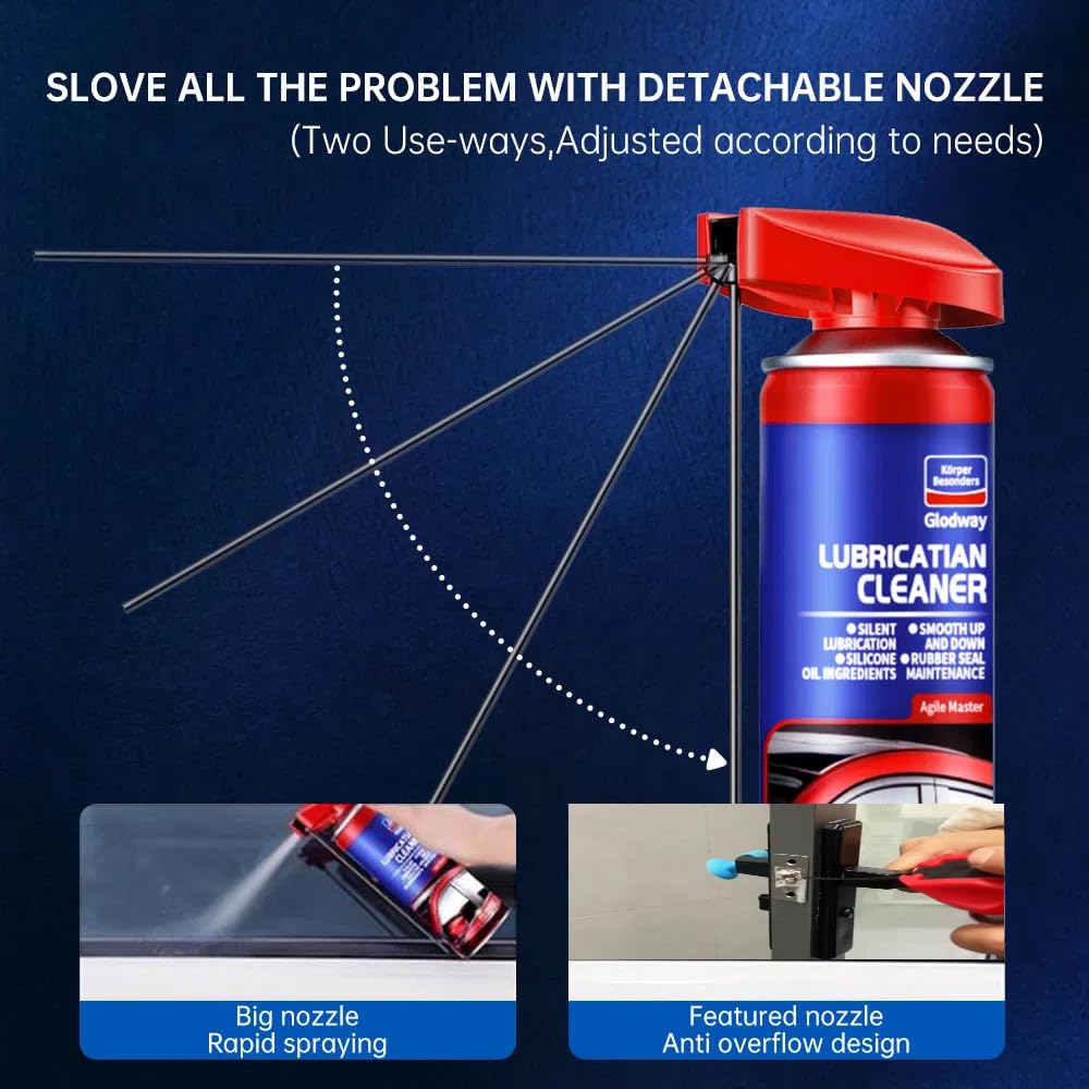 Glodway Specialist Silicone Lubricant Spary,Garage Door Lubricant Oil,with Smart Straw Sprays 2 Ways,for Door Higne,Bike,Sewing Machine,Metal Parts,10 OZ