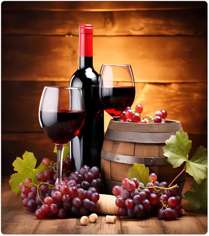 Dishwasher Magnet Cover Red Wine Glass Grapes Wooden Reusable Dishwasher Magnetic Cover Sticker Decorative Dish Washer Door Cover Panel for Home Kitcen Appliance