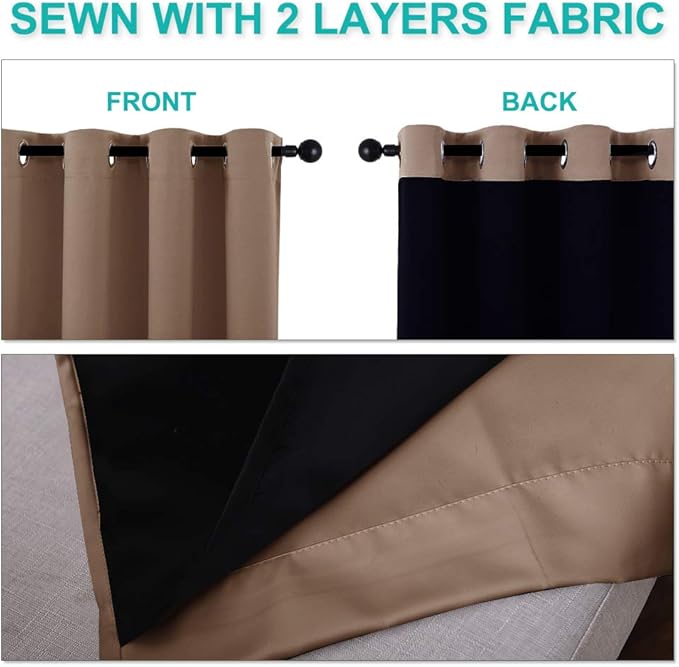 NICETOWN Bedroom Full Blackout Curtain Panels, Super Thick Insulated Window