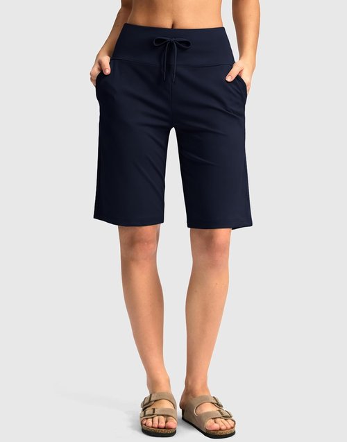 G Gradual Women's Bermuda Shorts - Comfy Knee-Length Stretch Shorts with Pockets for Summer Walks