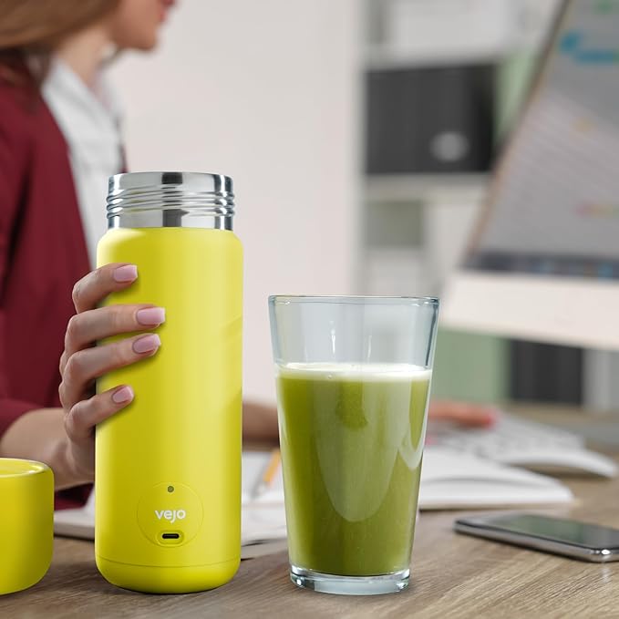 Vejo Personal Blender Powder-Powered Blending System | No Shaking | No Clumps | No Prep | Easy One-Button Design | USB Rechargeable Blender | Grey