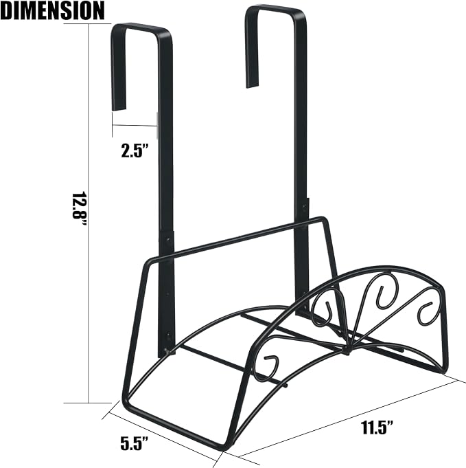 Garden Hose Holder for Outside Yard Hang Over the Door and Fence, Holds Up to 150Ft, Black