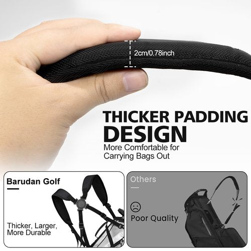 Golf Bag Strap Replacement Bags Straps Double Shoulder 4 Point Golf Bag Strap Black Thick Backpack Strap for Golf Bags (Black 1)