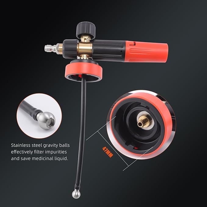 SPTA PRO Foam Cannon (Thicker Snow Foam Technology) with 1/4 Inch Quick Connector for Pressure Washer (Wide Mouth), 34 Oz Bottle (1/4" Quick Connector) with Adjustable Thick Foam+16Oz Car Wash Soap