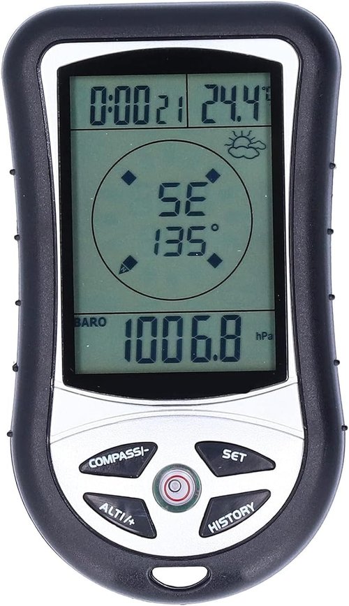Kodrily Digital Altimeter, Digital Compass, Hiking Thermometer, Barometer 8 in 1 for Hiking Outside -2300 to 29500FT 1100MBAR, 300mbar to 1100mbar