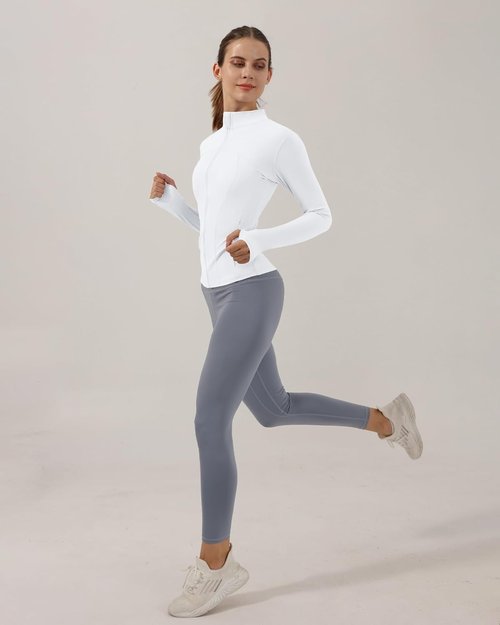 Gacaky Women's Slim Fit Workout Jacket - Full Zip Yoga Athletic Jacket with Thumb Holes | Stylish & Functional