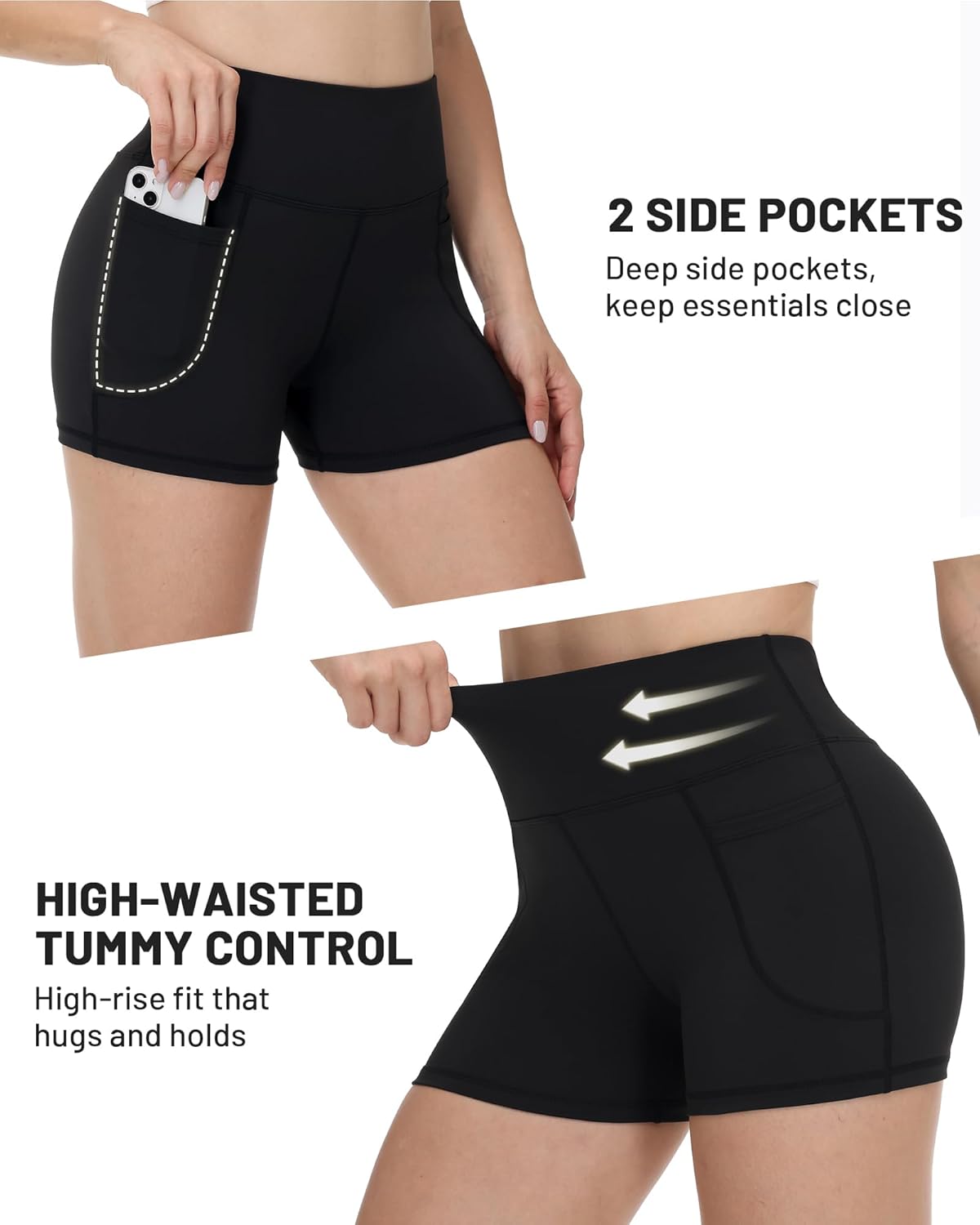 Runhit Biker Shorts for Women - High Waisted Yoga & Workout Shorts with Pockets | Tummy Control, 8''/5''/3''