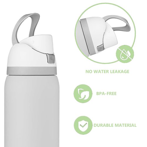 Replacement Lid for Owala FreeSip – Leak-Proof, One-Button Water Bottle Cap for 16oz, 24oz, 32oz, 40oz Bottles – Easy-to-Use, BPA-Free, Durable Replacement Accessory (White)