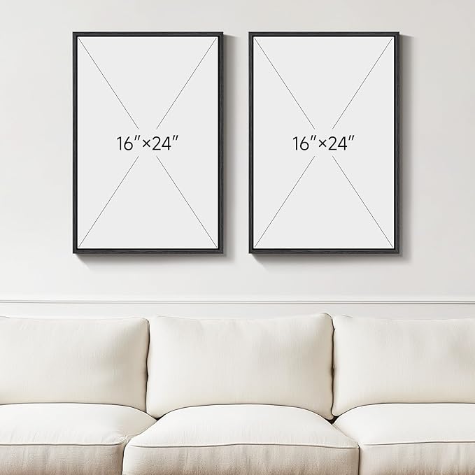 Large Framed Neutral Abstract Floral Wall Art, Minimalist Pictures
