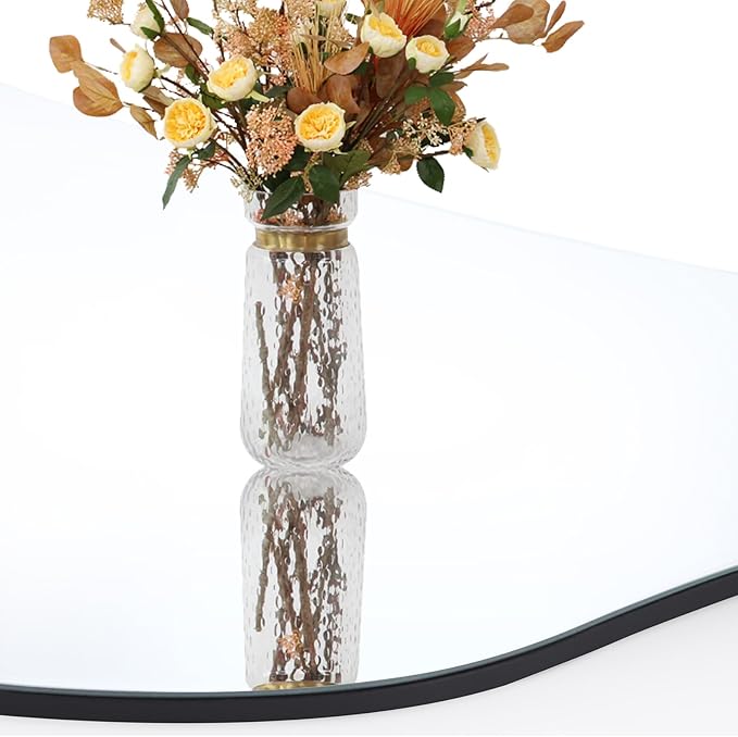 QDSSDECO Full Length Mirror 63"x24" Irregular Wall Mirror Wave Frameless