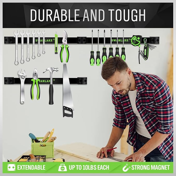 SWANLAKE GARDEN TOOLS 4-Piece 12" Magnetic Tool Holder Storage Organizer