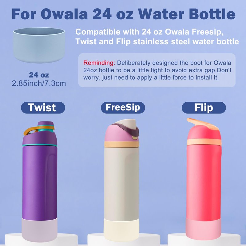HEYSKAY 2PCS Silicone Boot for Owala Flask Water Bottle 24oz Anti-Slip Protective Sleeve for Owala Twist,FreeSip and Flip Stainless Steel Water Bottle BPA-Free Boot Bottom Base