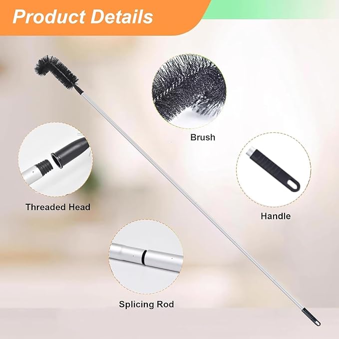 Gutter Cleaner Tools From Ground For Rooftops Wet Leaves, Gutter Cleaning Tools with 3 Brush Heads, Gutter Brush with Telescoping Handle to Unclog Downspouts(6.5ft)