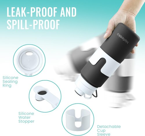 Nefeeko Collapsible Water Bottle - BPA-Free 26oz Foldable Design | Lightweight & Leak-Proof for Travel