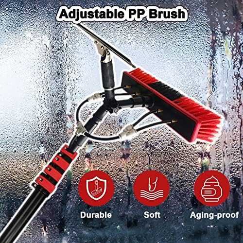 4M-12M Window Cleaning Kit, Telescopic Water Fed Pole with Brush & Squeegee, Outdoor Glass & Solar Panel Cleaner, Extendable Roof Cleaning Tool