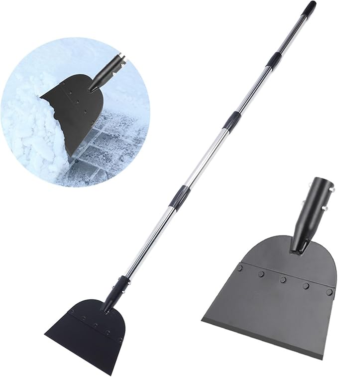 Snow Shovel, Flat Shovel, Heavy Duty Steel Snow Ice Shovel, Ice Scraper Tool for Driveway, Garden Cleaning Scraper, Ice Scraper for Road Outdoor Garden Lawn Cleaning
