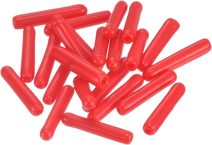 uxcell 20pcs Rubber End Caps 1.3mm ID Vinyl Round Tube Bolt Cap Cover Thread Protectors Red
