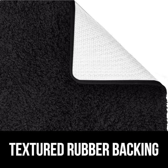 GORILLA GRIP Bathroom Rugs, Ultra Soft Absorbent Mat, Thick Plush Bath Rug, Machine Washable, Microfiber Quick Dry, Mats for Shower, Bathtub and Floor, Home Decor Accessories, 24x17, Black