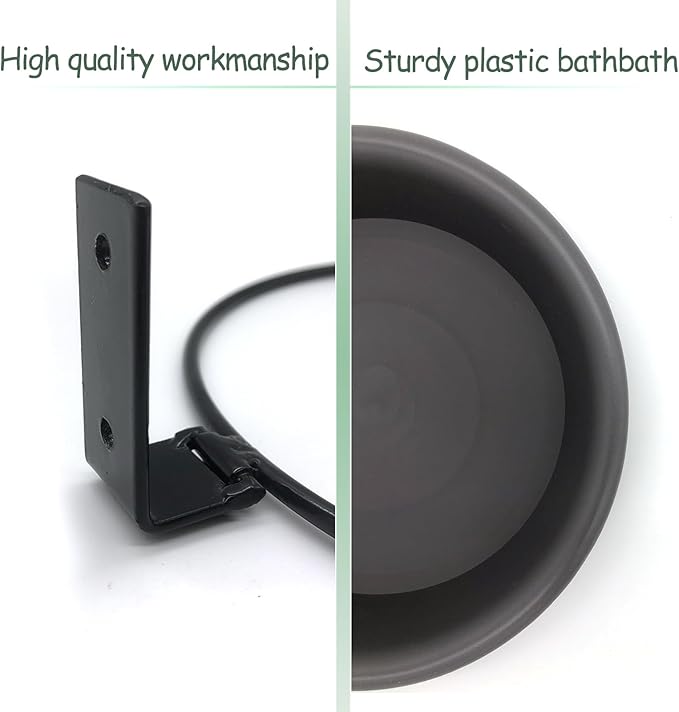 2 Bird Feeders Tree Mounted with Heavy Duty Sturdy Steel, 9.15” in Diameter×1.53" Deep Dark Brown Bird Bath Tray,Installed on Wooden Fences, Trees, Deck,Indoor and Outdoor Walls
