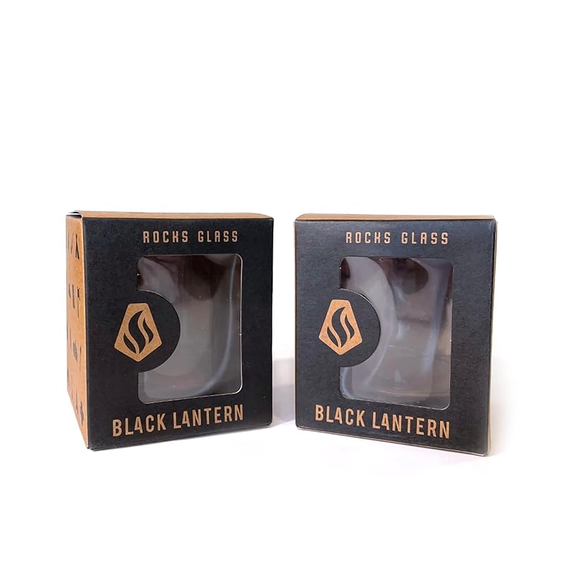 Black Lantern Whiskey Glass Set of 2 - Hunting Landscape Rock Glasses by Black Lantern - 11oz. Old Fashioned Glassware Set